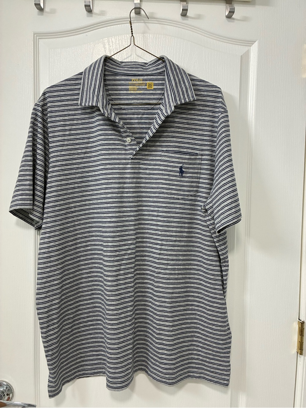 Polo by Ralph Lauren Gray and Navy Stripe Short-Sleeve Polo Men’s XL